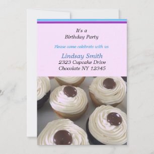 Vanilla Cupcakes Birthday Party Invitation Kaart