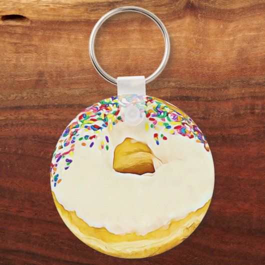 Vanilla Donut met Sprinkles Sleutelhanger (Voorkant)