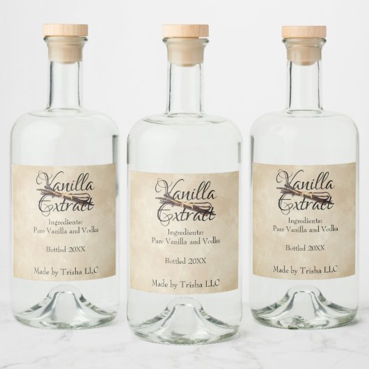 Vanilla Extract Custom Label Likeurfles Etiket (Flessen)