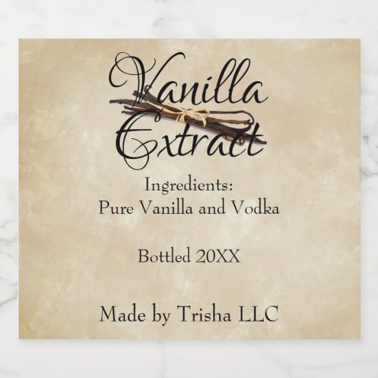 Vanilla Extract Custom Label Likeurfles Etiket (Enkel label)