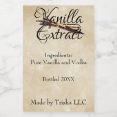 Vanilla Extract Custom Label Wijn Etiket (Enkel label)