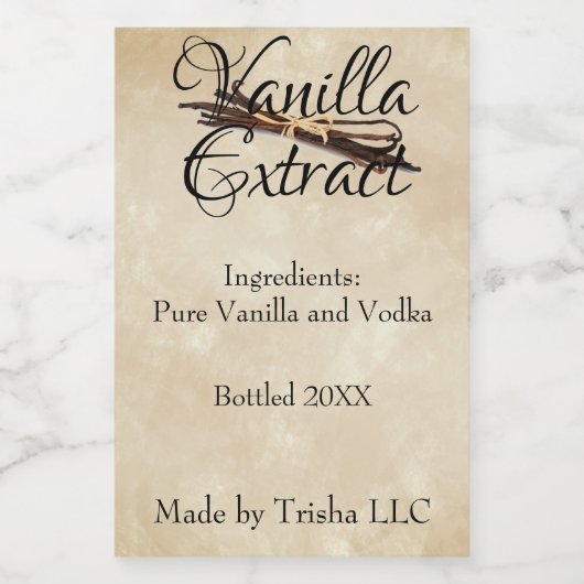 Vanilla Extract Custom Label Wijn Etiket (Enkel label)