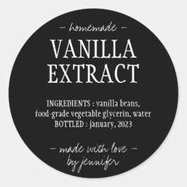 Vanilla Extract drink flessentrommel, zwart Ronde Sticker