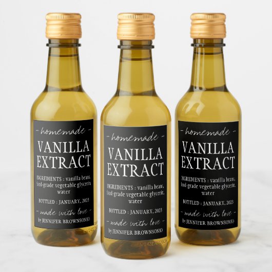 Vanilla Extract flesjeskruistocht met zwarte liefd Wijn Etiket (Flessen)