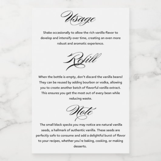 Vanilla Extract Gebruik apotheek labels Wijn Etiket (Enkel label)