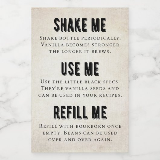 Vanilla Extract Label - bourbon VE-002_05b Wijn Etiket (Enkel label)