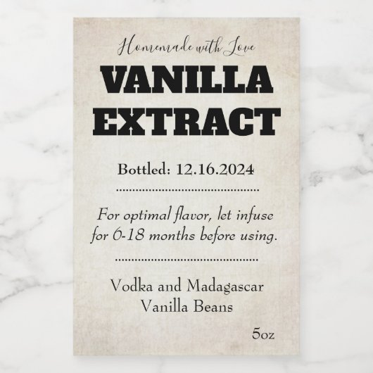 Vanilla Extract Modern Label Sticker ASOv1trbk (Enkel label)