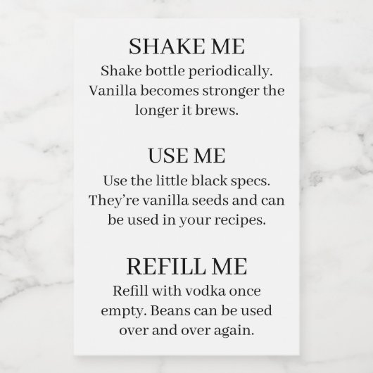 Vanilla Extract Modern Label Sticker terug (Enkel label)