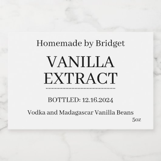 Vanilla Extract Modern Label Sticker V2 (Enkel label)