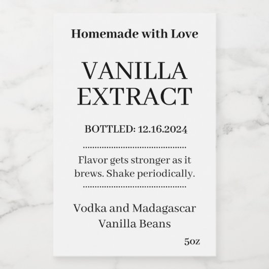 Vanilla Extract Modern Label Sticker V4 (Enkel label)