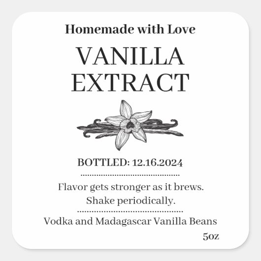 Vanilla Extract Modern Label Sticker V4 (Voorkant)