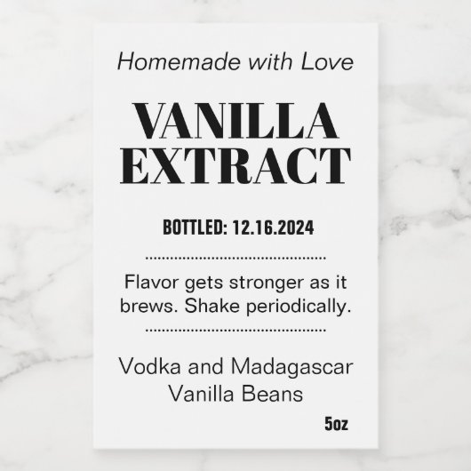 Vanilla Extract Modern Label Sticker VAF1TR (Enkel label)