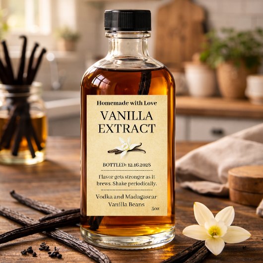 Vanilla Extract Modern Label Sticker VE107tr