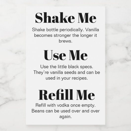 Vanilla Extract Modern Label VAF3TR - achteretiket Wijn Etiket (Enkel label)