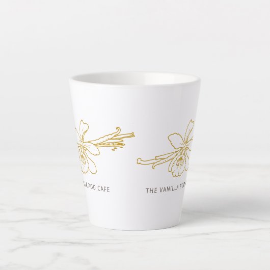 Vanilla flower line art café bakkerij latte mok (Voorkant)