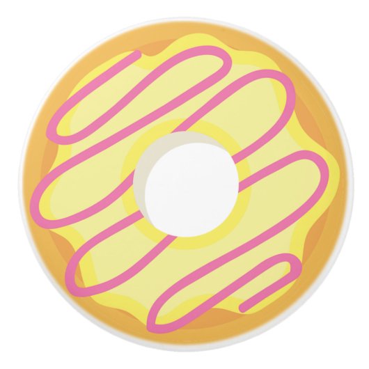 Vanilla Frosted Donut met roze drizzle Keramische Knop (Voorkant)