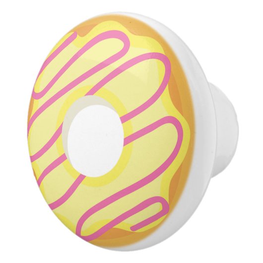 Vanilla Frosted Donut met roze drizzle Keramische Knop (Rechts)