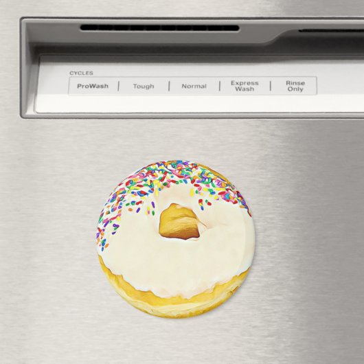 Vanilla Frosted Donut met Sprinkles Magnet (Insitu (Vaatwasser))