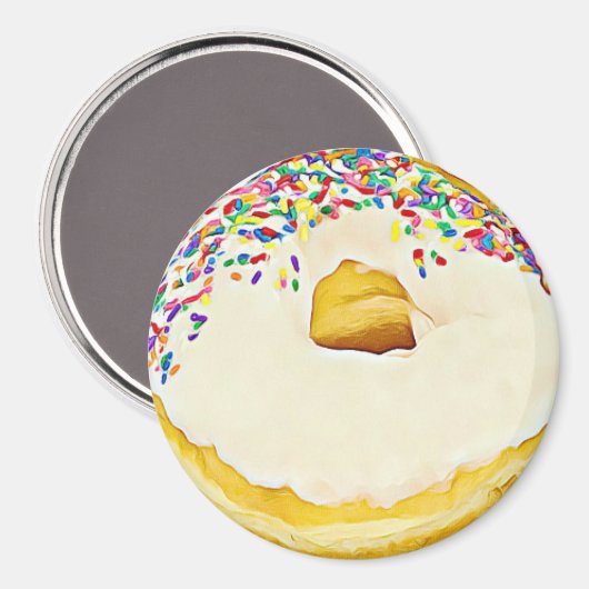 Vanilla Frosted Donut met Sprinkles Magnet (Voorkant / Achterkant)