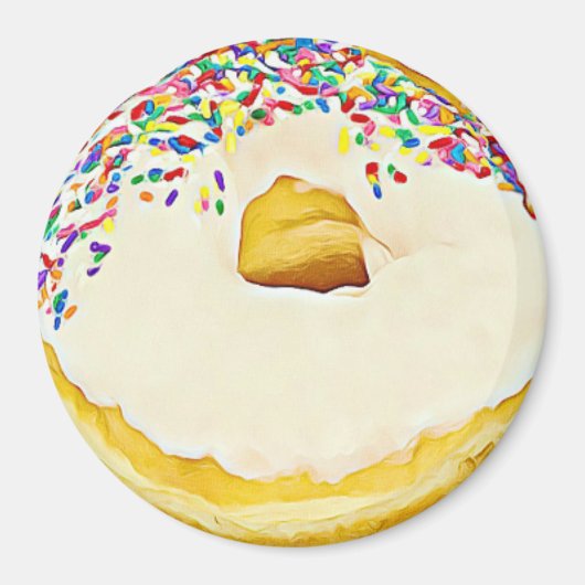 Vanilla Frosted Donut met Sprinkles Magnet (Voorkant)