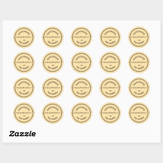 Vanilla Handmade Script Zwart Rand Productlabel Ronde Sticker (Vel)