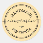 Vanilla Handmade Script Zwart Rand Productlabel Ronde Sticker (Voorkant)