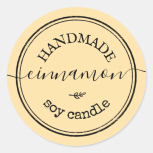 Vanilla Handmade Script Zwart Rand Productlabel Ronde Sticker