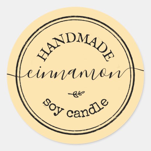 Vanilla Handmade Script Zwart Rand Productlabel Ronde Sticker (Voorkant)