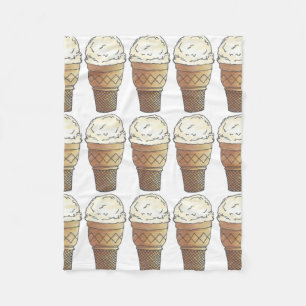 Vanilla Ice Cream Cake Cone Scoop Sweet Foodie Fleece Deken