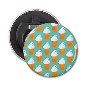 Vanilla Ice Cream Cone Pattern Button Flesopener