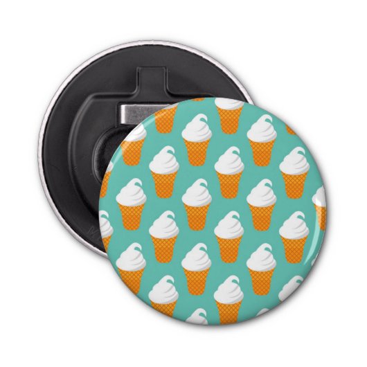 Vanilla Ice Cream Cone Pattern Button Flesopener (Voorkant)