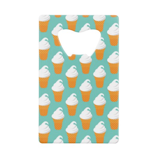 Vanilla Ice Cream Cone Pattern Creditkaart Flessenopener (Voorkant)