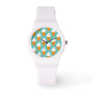 Vanilla Ice Cream Cone Pattern Horloge
