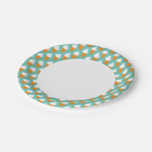 Vanilla Ice Cream Cone Pattern Papieren Bordje (Gekanteld)