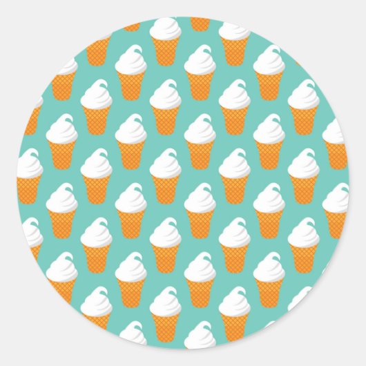 Vanilla Ice Cream Cone Pattern Ronde Sticker (Voorkant)