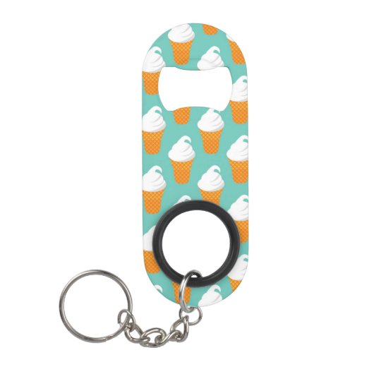Vanilla Ice Cream Cone Pattern Sleutelhanger Flessenopener (Voorkant)