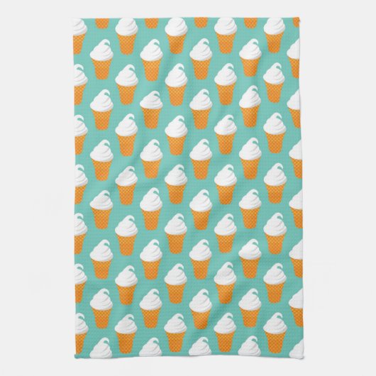 Vanilla Ice Cream Cone Pattern Theedoek (Verticaal)