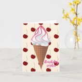 Vanilla Ice Cream Cone Verjaardag Kaart (Gele Bloem)