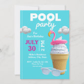 Vanilla Ice Cream Cone Verjaardag Pool Party Kaart (Voorkant)