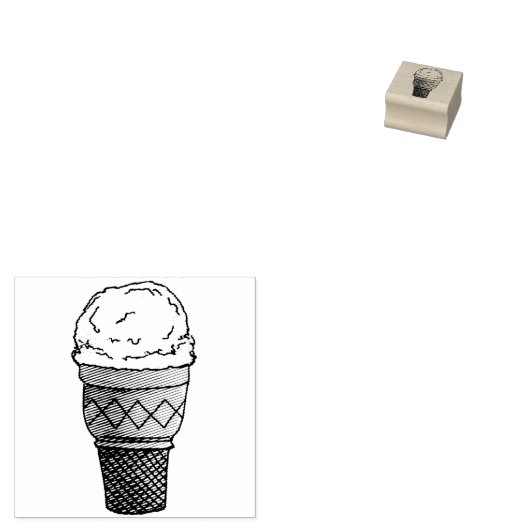 Vanilla Ice Cream Scoop Cone Dessert Summertime Rubberstempel (Gestempeld)