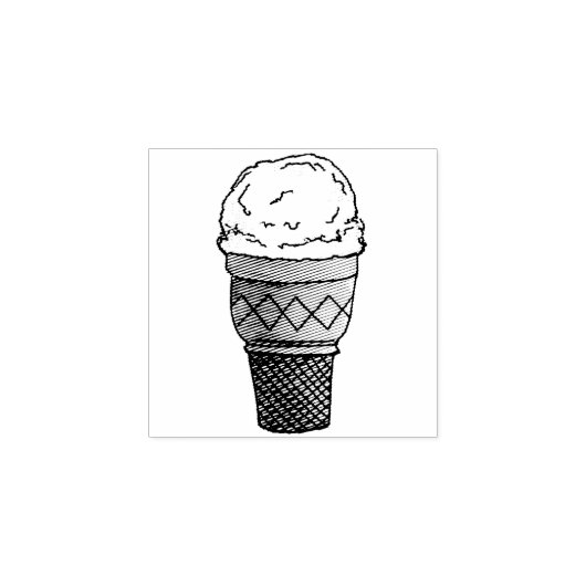 Vanilla Ice Cream Scoop Cone Dessert Summertime Rubberstempel (Afrduk)