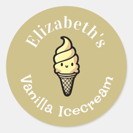 Vanilla Icecream Ronde Sticker (Voorkant)