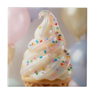 Vanilla Ijs Pastelkleurige Spikkels Verjaardag Tegeltje