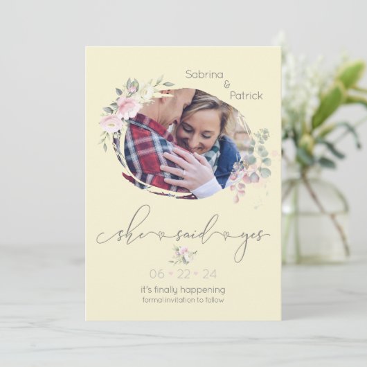 Vanilla Lemon Bleek Blush Foto Save The Date (Staand voorkant)