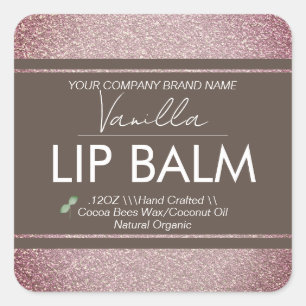 Vanilla Lip Balm Business Packaging Vierkante Sticker