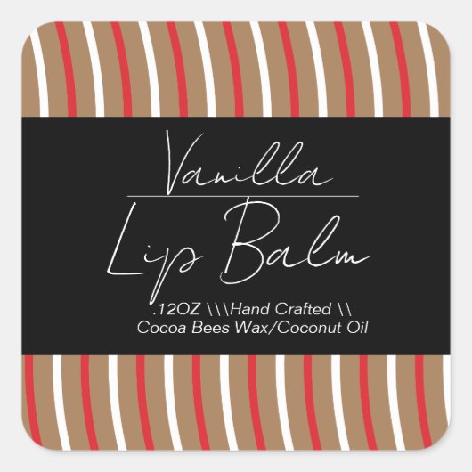 Vanilla Lip Balm Peppermint Swirls Packaging Vierkante Sticker (Voorkant)