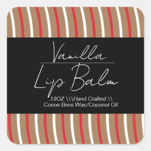 Vanilla Lippenbalsem Pepermunt Swirls Verpakking  Vierkante Sticker