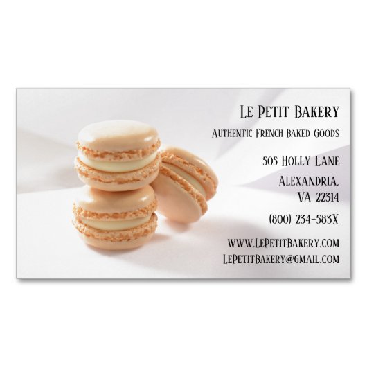 Vanilla Macarons Food Pastry Chef Bakkerij Baker Magnetisch Visitekaartje (Voorkant)
