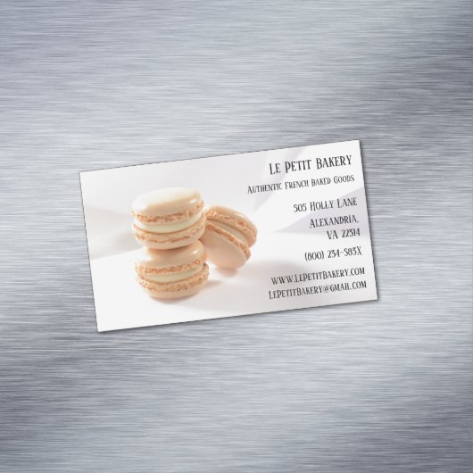 Vanilla Macarons Food Pastry Chef Bakkerij Baker Magnetisch Visitekaartje (Voorbeeld)