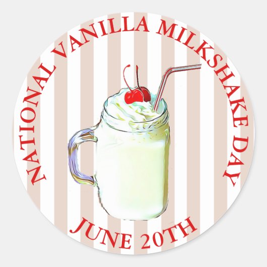 Vanilla Milkshake Dag 20e juni Stickers (Voorkant)